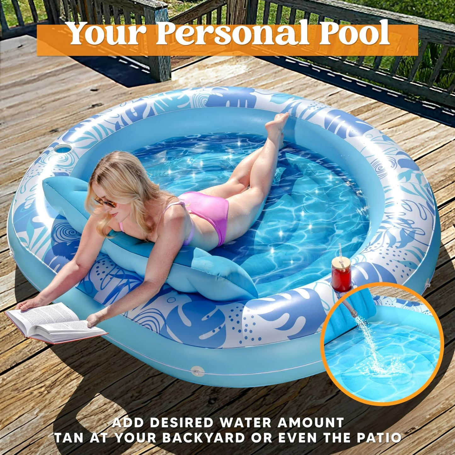 Inflatable Tanning Pool Lounger Float for Adults